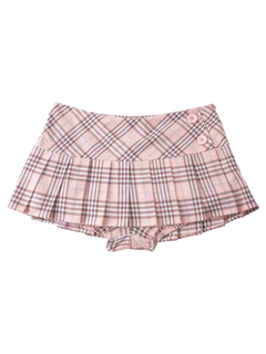 Girly Plaid pleated mini skirt in pink with built in shorts, coquette style by Angel Ruche