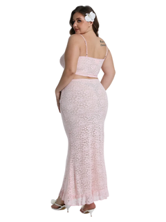 Coral Veil lace crop top in pink by Angel Ruche, photo 8
