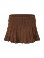 Mocha cable knit fold over mid rise skirt in brown, cozy knit skirt by Angel Ruche