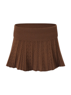 Mocha cable knit fold over mid rise skirt in brown, cozy knit skirt by Angel Ruche