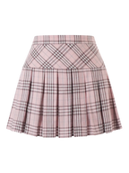 Girly Plaid pleated high rise skirt in pink with built in shorts, coquette style by Angel Ruche
