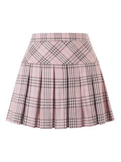 Girly Plaid pleated high rise skirt in pink with built in shorts, coquette style by Angel Ruche