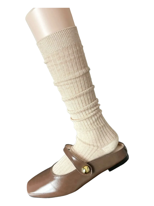 Regular calf high socks in beige, coquette accessory by Angel Ruche