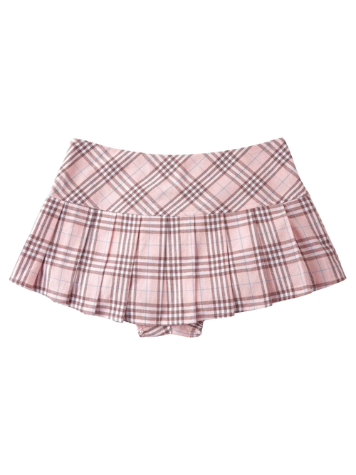 Girly Plaid pleated mini skirt in pink by Angel Ruche, photo 29