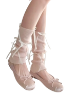 Bows leg warmers in pink, balletcore accessory by Angel Ruche