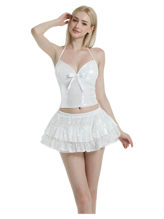 Diamond Fairy Dust sequin matching set in white by Angel Ruche, photo 7