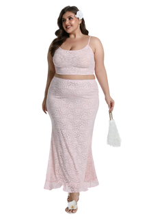 Coral Veil lace maxi skirt in pink by Angel Ruche, photo 3