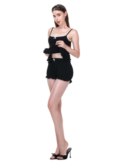 Serafina ruffle mini dress set in black by Angel Ruche, photo 6