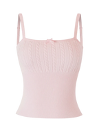 Colette cable knit cami top in soft pink, balletcore knitwear by Angel Ruche