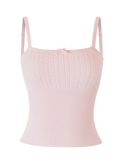 Colette cable knit cami top in soft pink, balletcore knitwear by Angel Ruche