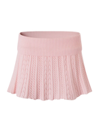 Strawberry Milk cable knit fold over mid rise skirt in pink, balletcore knitwear by Angel Ruche