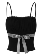 My True Form cotton cami top in black with bow, dark coquette top by Angel Ruche