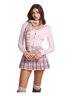 Girly Plaid pleated high rise skirt in pink by Angel Ruche, photo 6