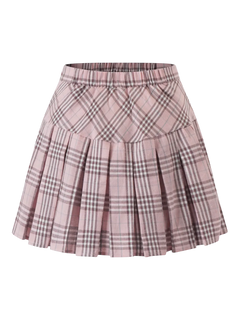 Girly Plaid pleated high rise skirt in pink by Angel Ruche, photo 3
