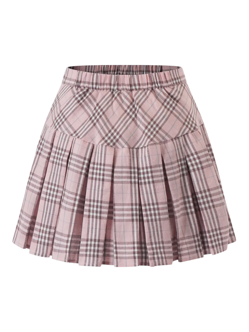 Girly Plaid pleated high rise skirt in pink by Angel Ruche, photo 3