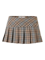 Girly Plaid pleated mini skirt in khaki with built in shorts, coquette style by Angel Ruche