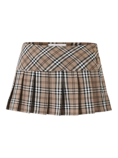 Girly Plaid pleated mini skirt in khaki with built in shorts, coquette style by Angel Ruche