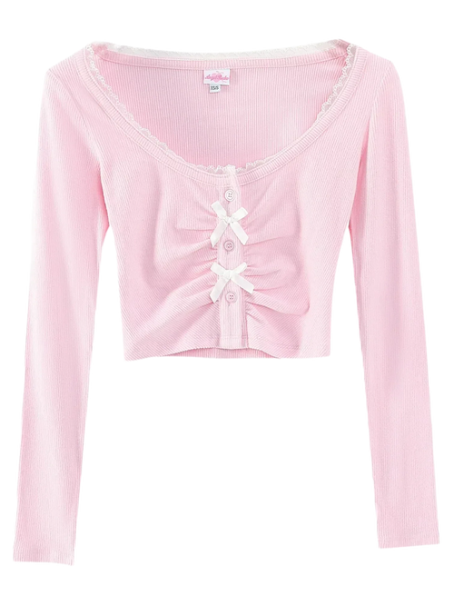 Angelic Allure lace bow crop top, coquette top by Angel Ruche