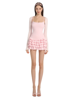 Serafina ruffle mini dress set in pink by Angel Ruche, photo 9
