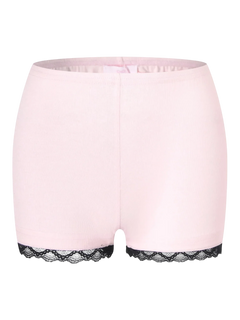 Basic pink safety shorts with black lace trim, coquette essentials by Angel Ruche