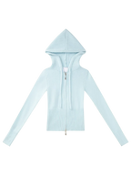 That Girl rib knit slim fit zip up cardigan in baby blue, soft girl knitwear by Angel Ruche