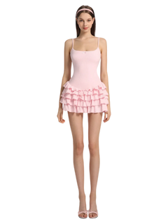 Serafina ruffle mini dress set in pink by Angel Ruche, photo 2