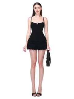 Serafina ruffle mini dress set in black by Angel Ruche, photo 4