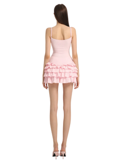 Serafina ruffle mini dress set in pink by Angel Ruche, photo 10