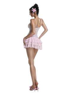 Sunset Petals lace mini dress in pink by Angel Ruche, photo 12