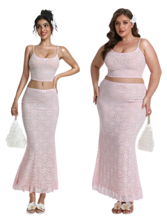 Coral Veil lace maxi skirt in pink by Angel Ruche, photo 2