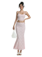 Coral Veil lace two piece set in pink, coquette outfit by Angel Ruche