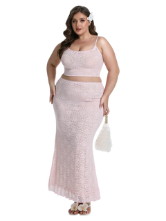 Coral Veil lace crop top in pink by Angel Ruche, photo 7