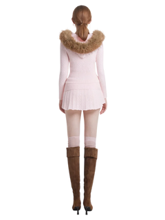 Fur trim Strawberry Milk cable knit in pink by Angel Ruche, photo 8