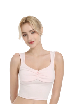 Rose Buds cotton crop tank top in baby pink, coquette top by Angel Ruche
