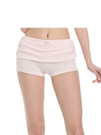 Rose Buds cotton fold over ruched shorts in baby pink, coquette bottoms by Angel Ruche