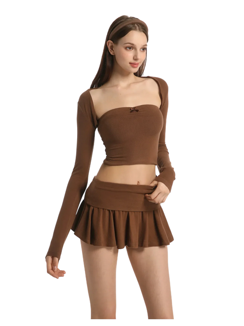 Pilate Princess ruched tube top in brown by Angel Ruche, photo 9