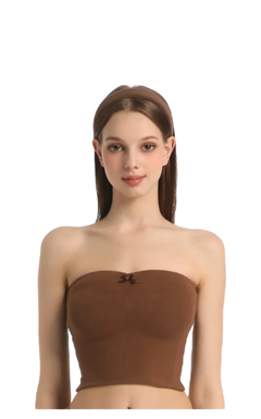 Pilate Princess ruched tube top in brown, balletcore top by Angel Ruche