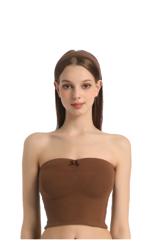 Pilate Princess ruched tube top in brown, balletcore top by Angel Ruche