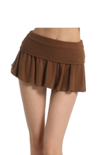Pilate Princess fold over flare mini skirt in brown, balletcore skirt by Angel Ruche