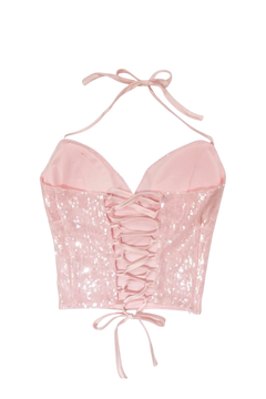 Rosette Fairy Dust sequin halter top in pink by Angel Ruche, photo 16