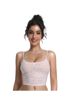 Coral Veil lace crop top in pink, coquette top by Angel Ruche