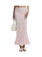Coral Veil lace maxi skirt in pink, coquette skirt by Angel Ruche