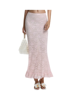 Coral Veil lace maxi skirt in pink, coquette skirt by Angel Ruche