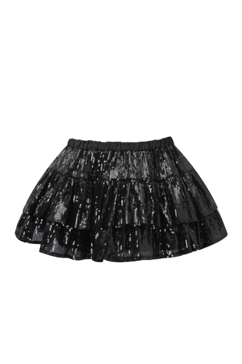 Onyx Fairy Dust sequin mini skirt with petticoat in black, coquette skirt by Angel Ruche