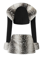 My True Form fawn fur bolero and skirt set in black, dark coquette matching set by Angel Ruche