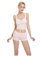 Rose Buds cotton matching set in baby pink, coquette outfit by Angel Ruche