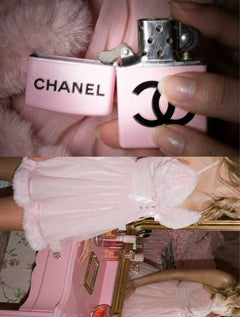 Rosé Princess fur chiffon dress and robe in pink by Angel Ruche, photo 4