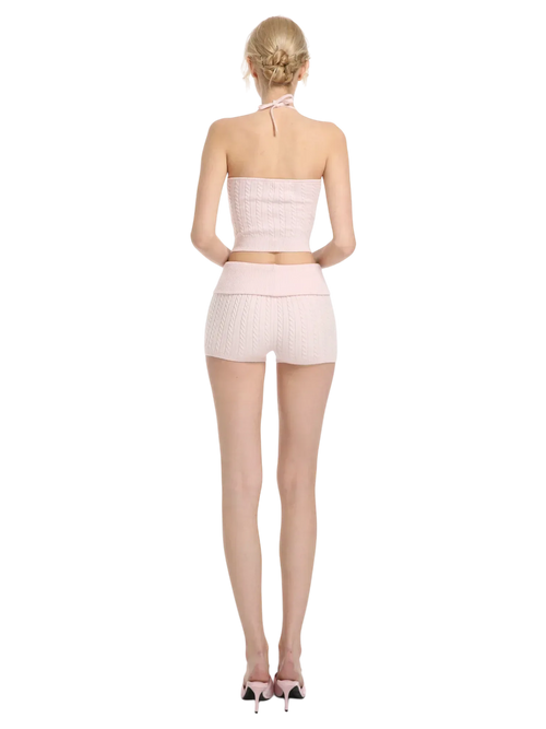 Spring Kissed knit halter and shorts set in baby pink by Angel Ruche, photo 5
