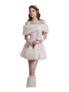Sugar Pom fur pullover cape in white by Angel Ruche, photo 3