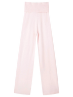 That Girl rib knit fold over straight leg pants in baby pink, soft girl loungewear by Angel Ruche
